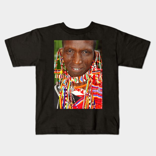 Maasai or Masai Woman, East Africa Kids T-Shirt by Carole-Anne